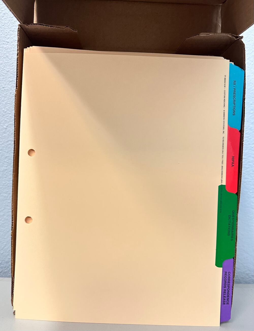 Bibbero (BOX of 50) Medical Arts Press Color Tabs Medical Chart File Dividers